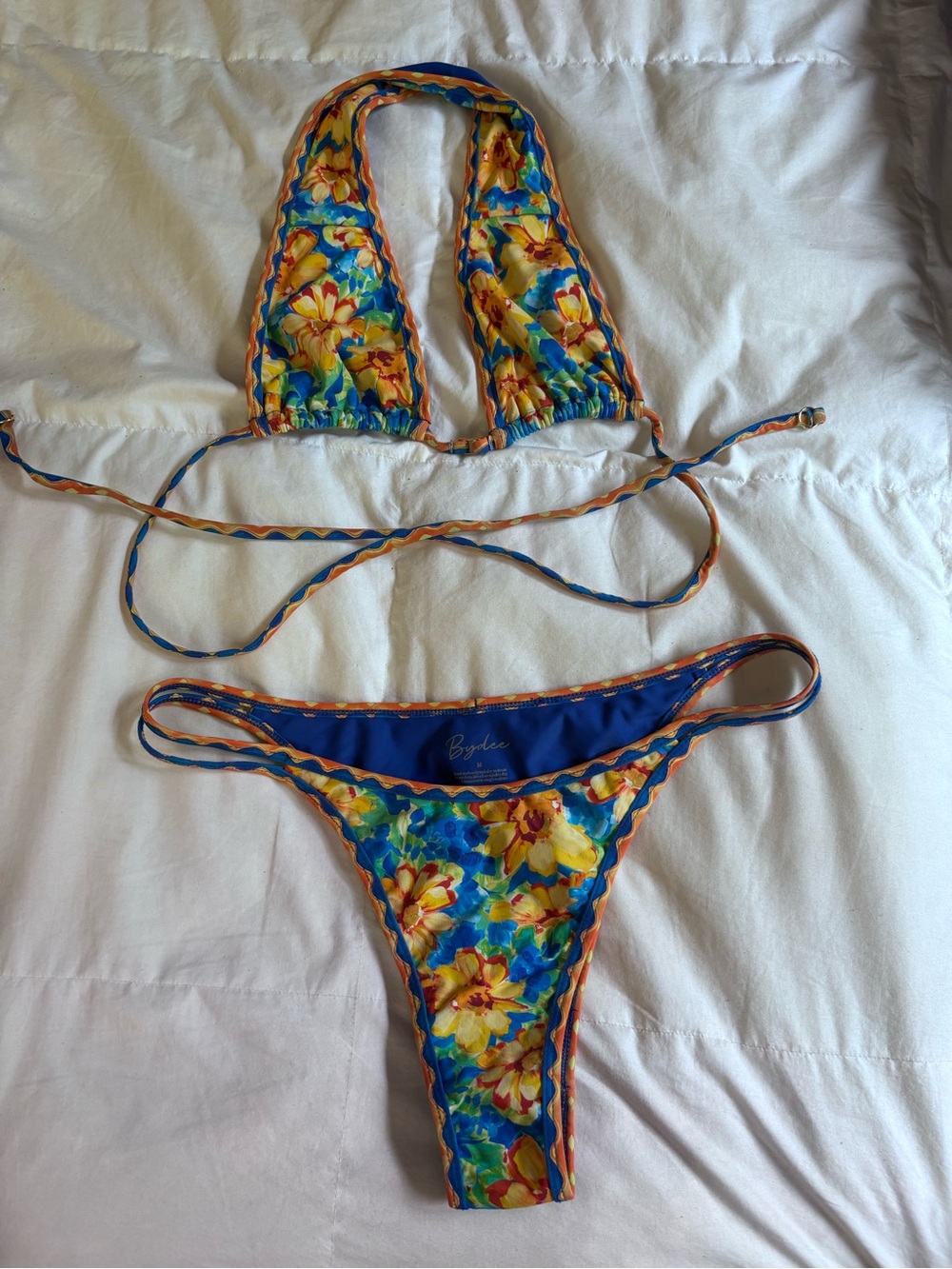 Bydee Floral Blue & Yellow Triangle Bikini